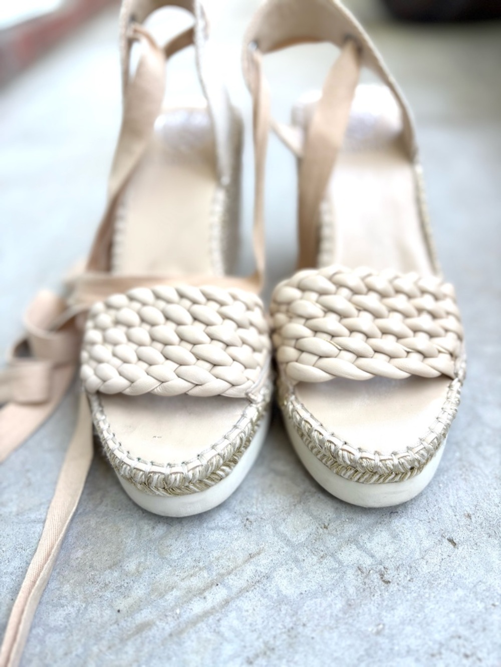 Vince Camuto Bryleigh Espadrilles Wedges Sandals Braided Natural Ankle Tie 7.5 - Picture 7 of 8